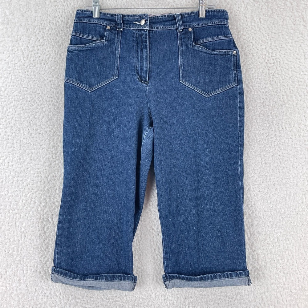 Christopher & Banks Blue Denim Stretch Capri Jeans Womens High-Rise Size 12‎